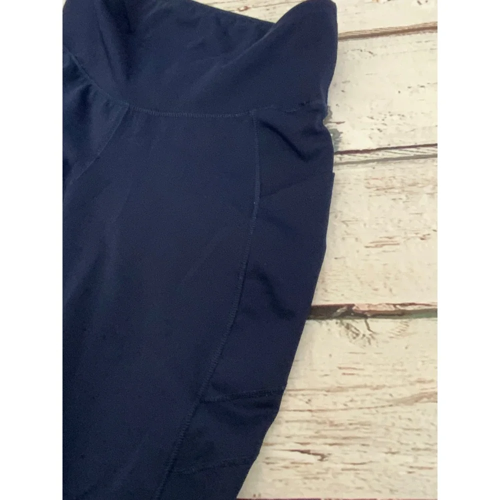 New Balance Womens Navy Blue High Waisted Athletic Leggings‎ with Pockets Size S